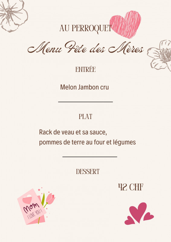Menu Fête des mères Perroquet_Torgon