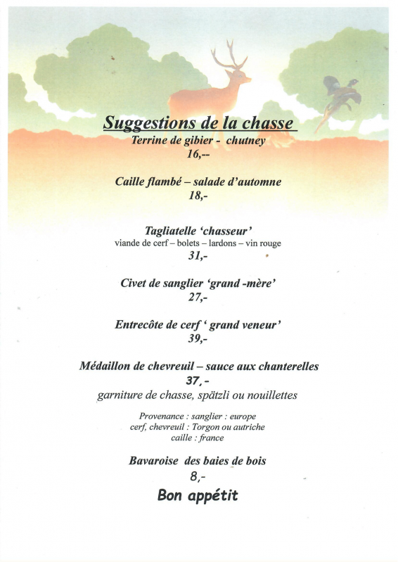 Menu chasse à l'Hôtel de Torgon_Torgon