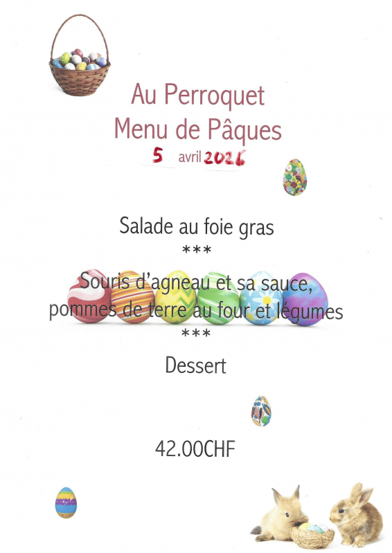 Menu de Pâques - Le Perroquet_Torgon
