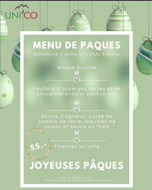 Menu de Pâques UNI'CO_Torgon