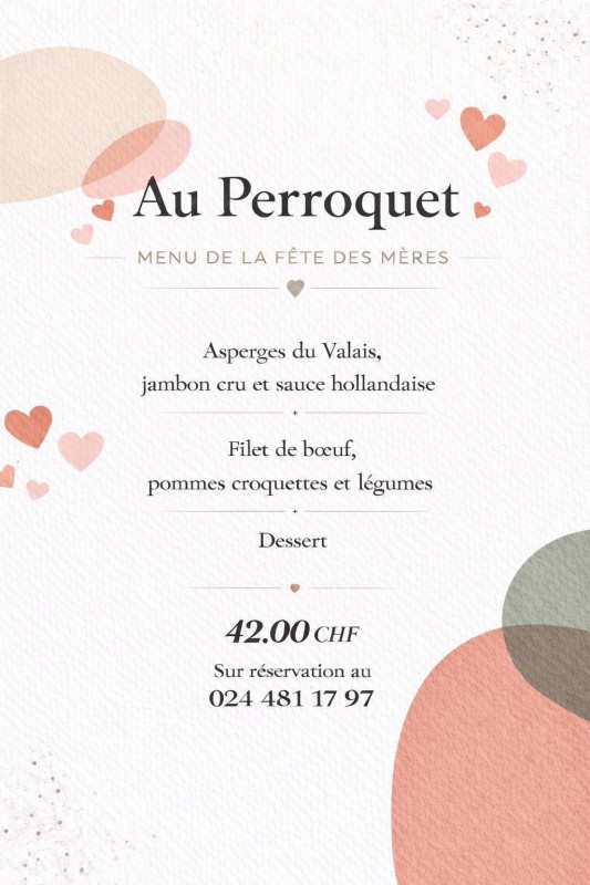 Menu fête des mères Le Perroquet_Torgon