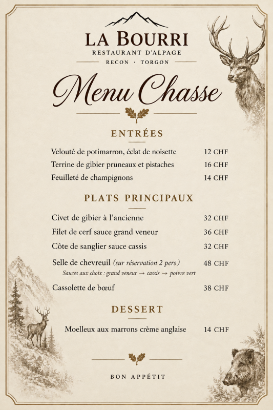 Menu Chasse - La Bourri_Torgon