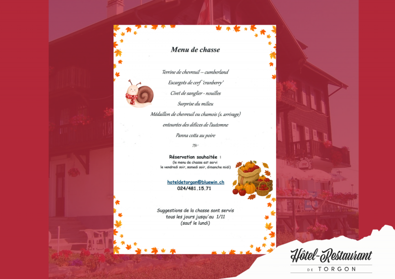 Menu chasse à l'Hôtel de Torgon_Torgon